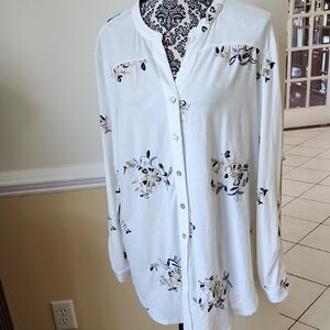 Embroidered Floral Button Down Shirt